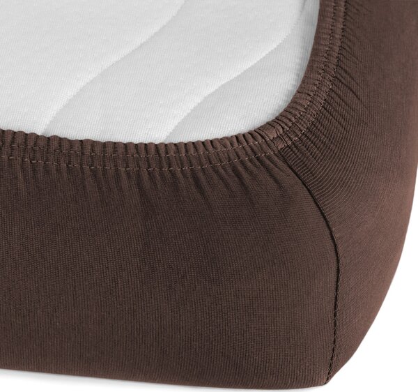 Jersey napínací prostěradlo JR-026 Čokoládově hnědé 90 x 200 - výška 20 cm