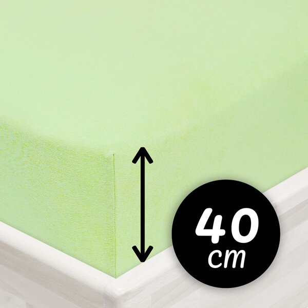 Jersey napínací prostěradlo na extra vysokou matraci JR-018 Pastelově zelené 80 x 200 - výška 40 cm