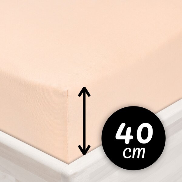 Jersey napínací prostěradlo na extra vysokou matraci JR-021 Pudrové 80 x 200 - výška 40 cm