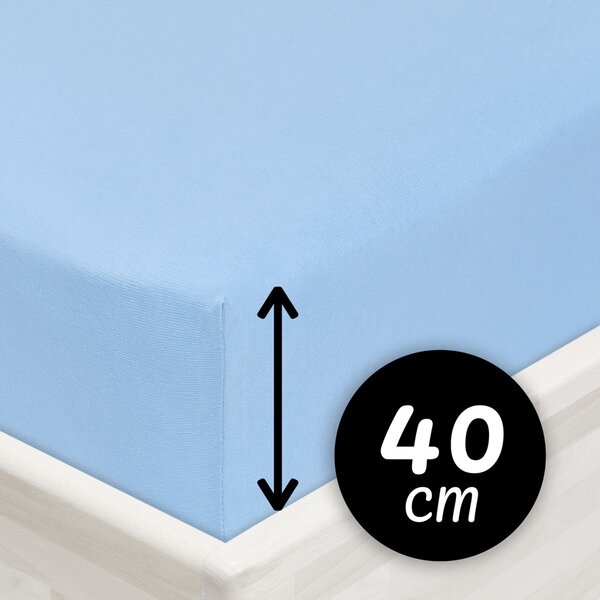 Jersey napínací prostěradlo na extra vysokou matraci JR-014 Nebesky modré 80 x 200 - výška 40 cm