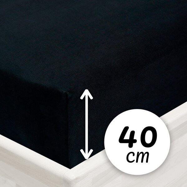 Jersey napínací prostěradlo na extra vysokou matraci JR-030 Černé 80 x 200 - výška 40 cm
