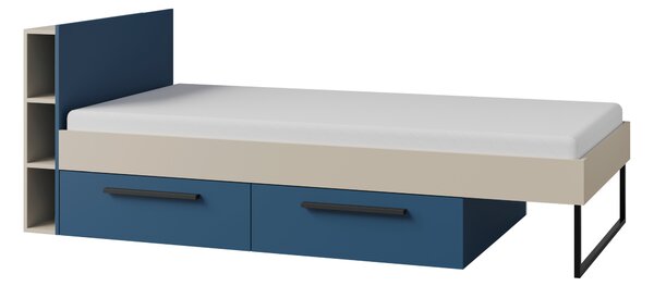 Jednolůžková postel 90 cm Lorenza 11 (kašmír + mořská) (s roštem) (s úl. prostorem)