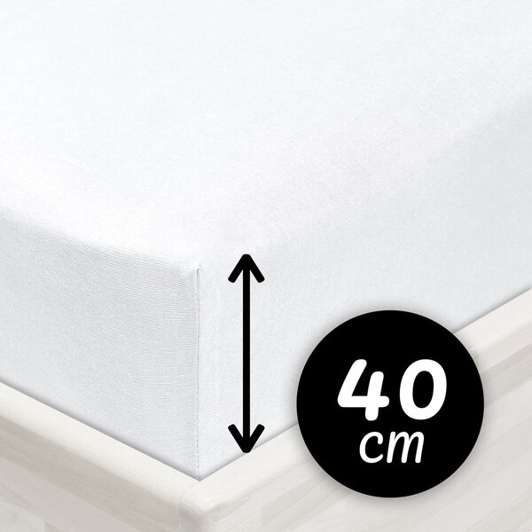 Jersey napínací prostěradlo na extra vysokou matraci JR-031 Bílé 80 x 200 - výška 40 cm