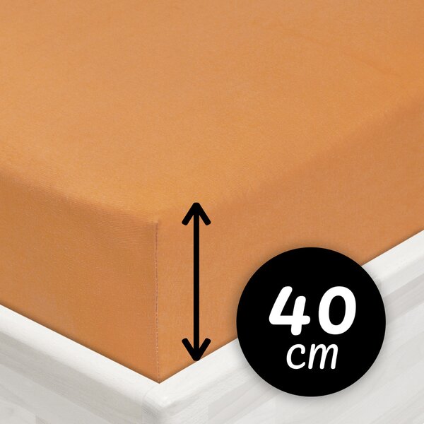 Jersey napínací prostěradlo na extra vysokou matraci JR-022 Okrové 80 x 200 - výška 40 cm