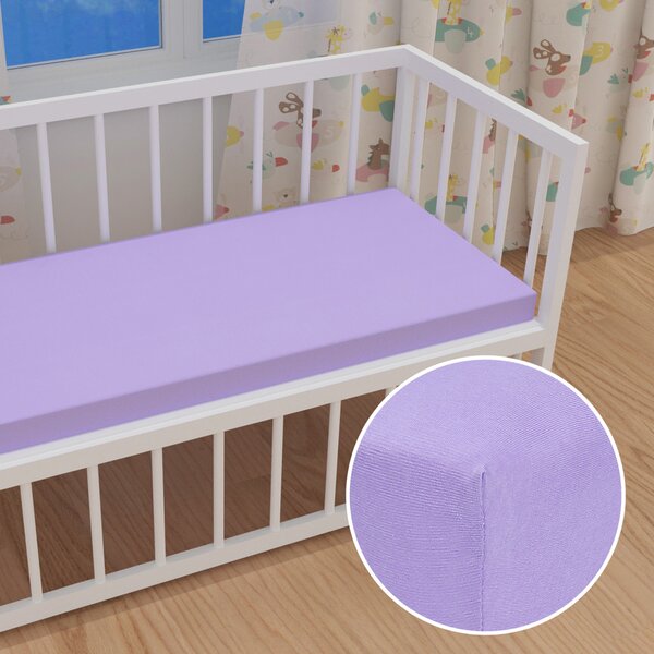 Dětské jersey napínací prostěradlo do postýlky JR-012 Levandulové 60 x 120 x 10 cm - do postýlky