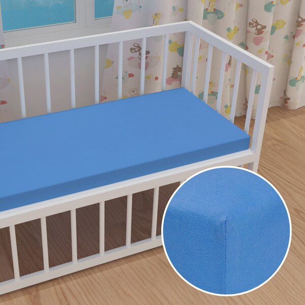 Dětské jersey napínací prostěradlo do postýlky JR-015 Světle modré 60 x 120 x 10 cm - do postýlky