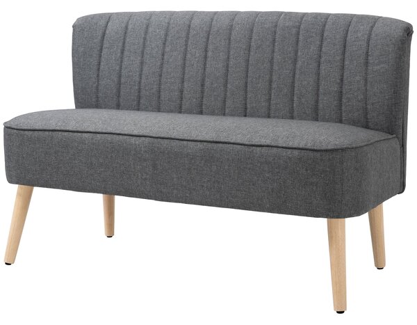 HOMCOM dvojsedák – kompaktní čalouněná pohovka v lněném vzhledu do obývacího pokoje, ložnice i menších prostor, šedá (117 × 56,5 × 77 cm) | Aosom