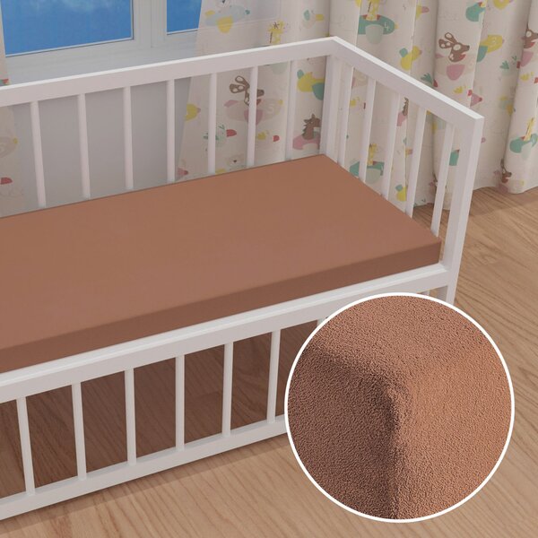 Dětské froté napínací prostěradlo do postýlky FR-023 Oříškově hnědé 60 x 120 x 10 cm - do postýlky