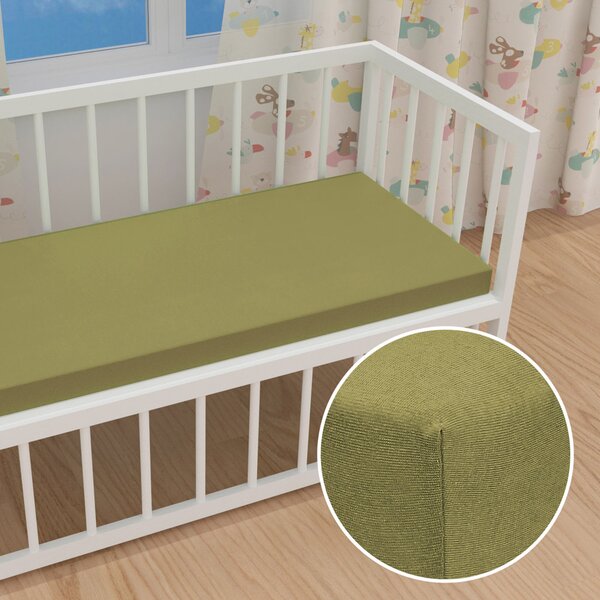 Dětské jersey napínací prostěradlo do postýlky JR-020 Olivové 60 x 120 x 10 cm - do postýlky
