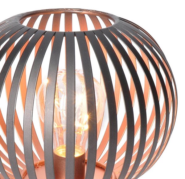 SOLIGHT Kovová kulatá lucerna se žárovkou micro LED, teplá bílá, měděná, 3xAA, 19cm
