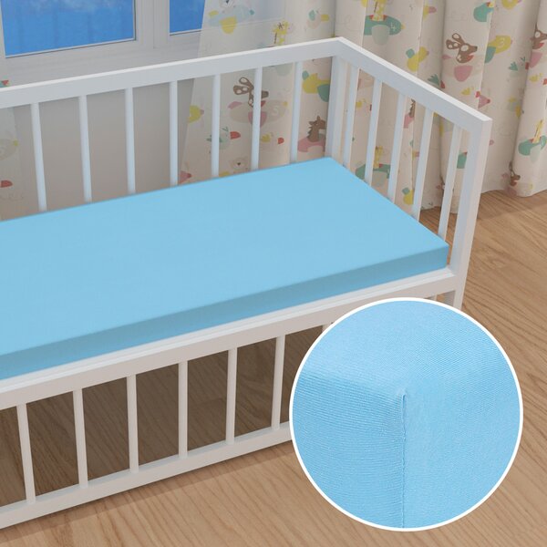 Dětské jersey napínací prostěradlo do postýlky JR-017 Azurově modré 60 x 120 x 10 cm - do postýlky