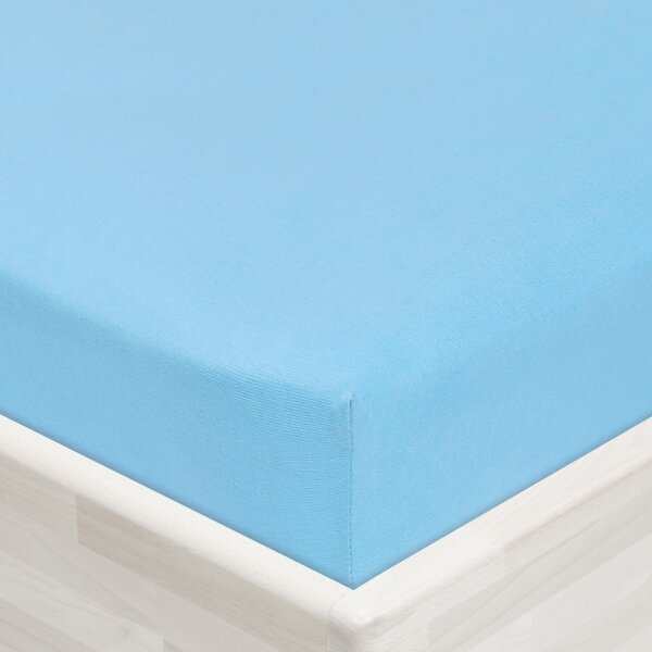 Dětské jersey napínací prostěradlo do postýlky JR-017 Azurově modré 60 x 120 x 10 cm - do postýlky