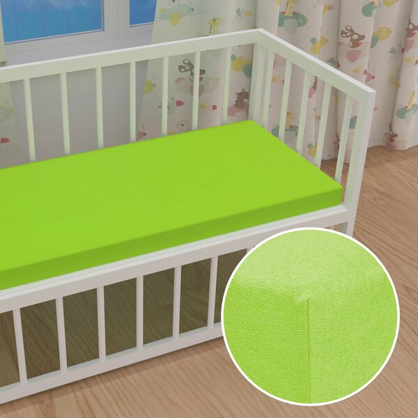 Dětské jersey napínací prostěradlo do postýlky JR-019 Zářivě zelené 60 x 120 x 10 cm - do postýlky