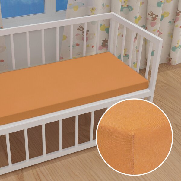 Dětské jersey napínací prostěradlo do postýlky JR-022 Okrové 60 x 120 x 10 cm - do postýlky