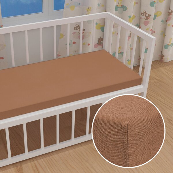 Dětské jersey napínací prostěradlo do postýlky JR-023 Oříškově hnědé 60 x 120 x 10 cm - do postýlky