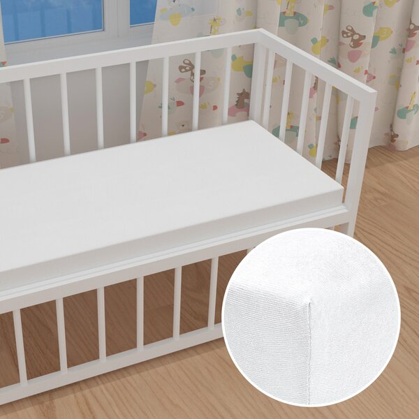 Dětské jersey napínací prostěradlo do postýlky JR-031 Bílé 60 x 120 x 10 cm - do postýlky