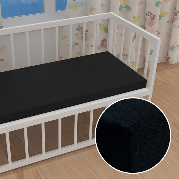 Dětské jersey napínací prostěradlo do postýlky JR-030 Černé 60 x 120 x 10 cm - do postýlky
