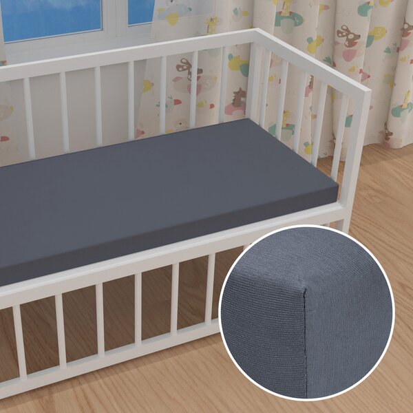 Dětské jersey napínací prostěradlo do postýlky JR-029 Antracitově šedé 60 x 120 x 10 cm - do postýlky