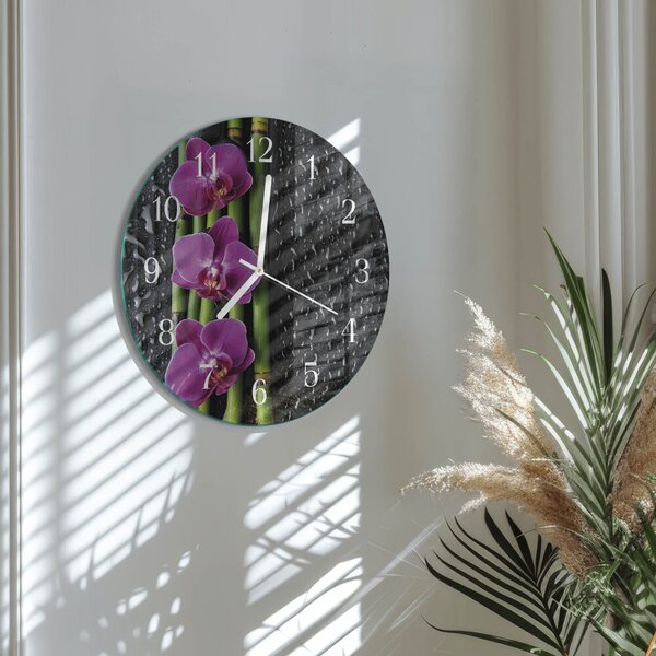 Skleněné hodiny na stěnu Orchidej zsob-fi30-00085479