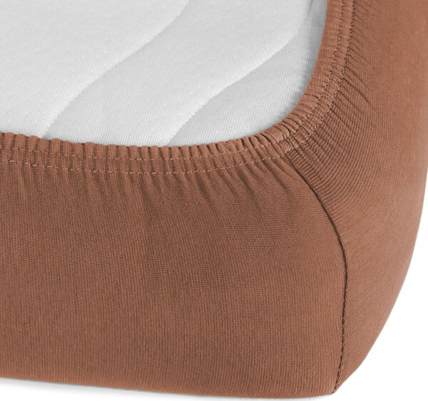 Dětské jersey napínací prostěradlo do postýlky JR-023 Oříškově hnědé 60 x 120 x 10 cm - do postýlky