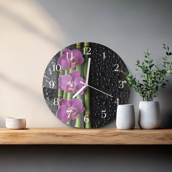 Skleněné hodiny na stěnu Orchidej zsob-fi30-00085479