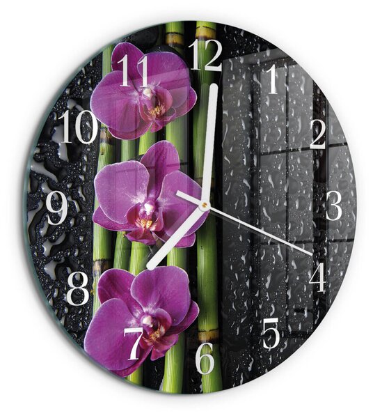 Skleněné hodiny na stěnu Orchidej zsob-fi30-00085479