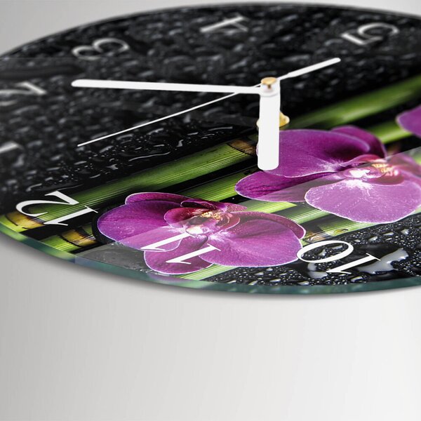 Skleněné hodiny na stěnu Orchidej zsob-fi30-00085479