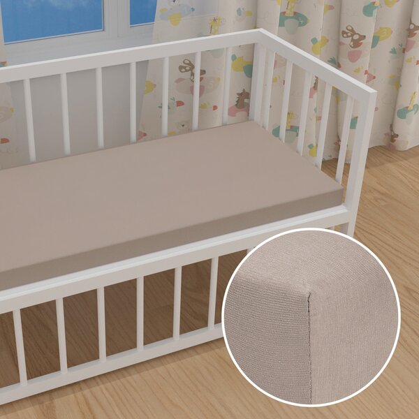 Dětské jersey napínací prostěradlo do postýlky JR-027 Šedohnědé 60 x 120 x 10 cm - do postýlky