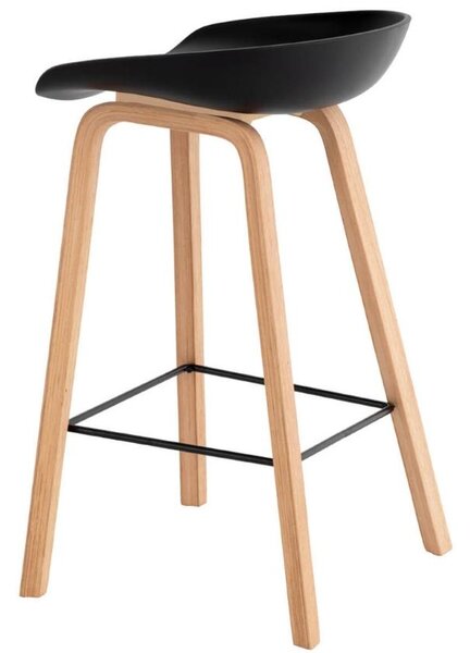 Černá barová židle Somcasa Ruth 74 cm s dřevěnou podnoží
