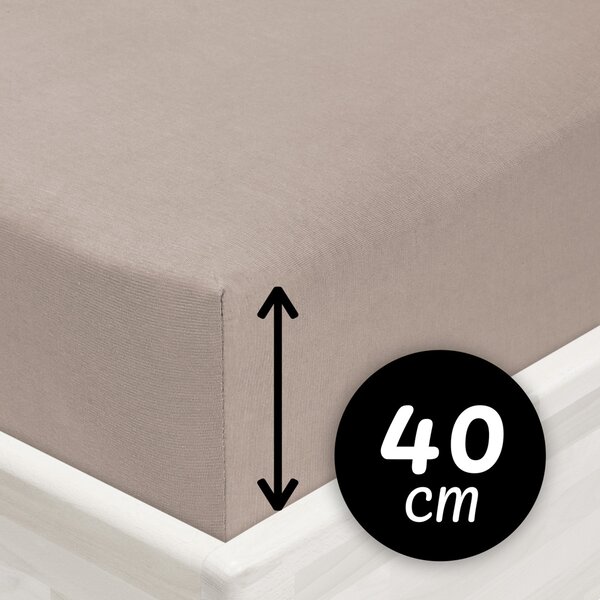Jersey napínací prostěradlo na extra vysokou matraci JR-027 Šedohnědé 80 x 200 - výška 40 cm