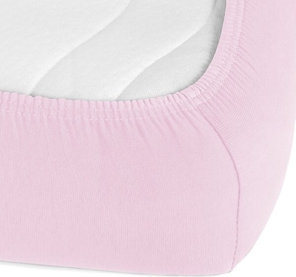 Jersey napínací prostěradlo na extra vysokou matraci JR-032 Pudrově růžová 80 x 200 - výška 40 cm