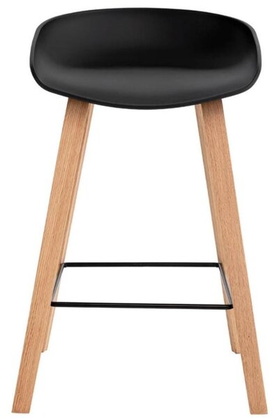 Černá barová židle Somcasa Ruth 74 cm s dřevěnou podnoží