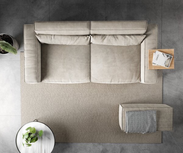 DELIFE Pohovka XL Sirpio 230x95 cm manšestr béžová s taburetem