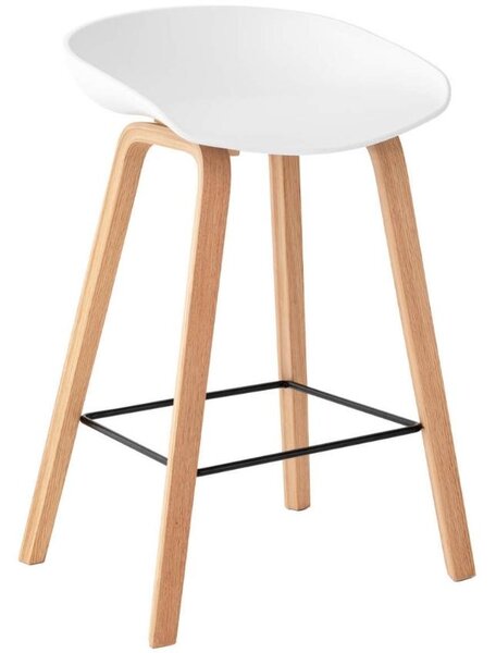 Bílá plastová barová židle Somcasa Ruth s dřevěnou podnoží 74 cm