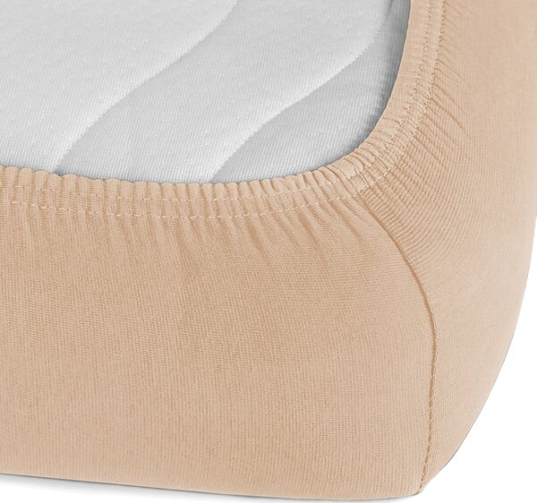 Jersey napínací prostěradlo na extra vysokou matraci JR-033 Béžové 80 x 200 - výška 40 cm