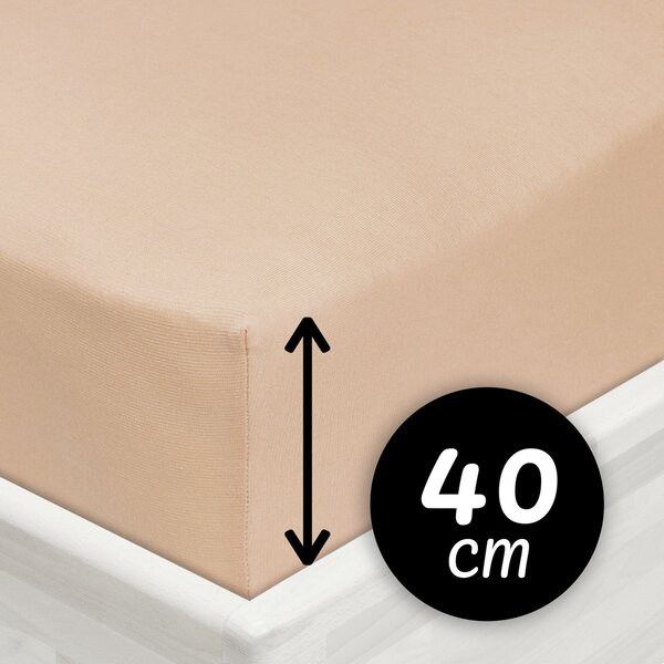 Jersey napínací prostěradlo na extra vysokou matraci JR-033 Béžové 80 x 200 - výška 40 cm