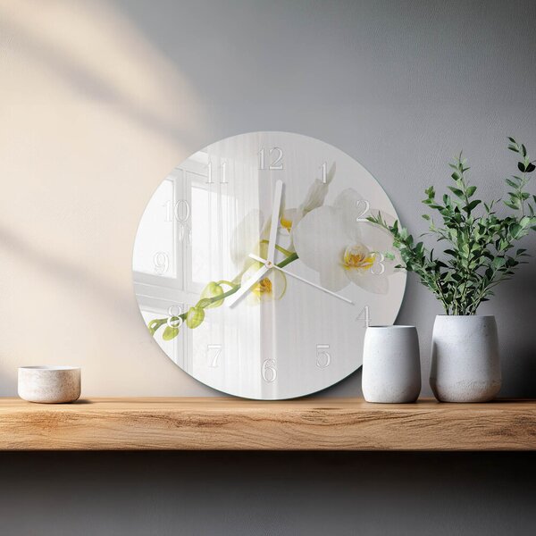Skleněné hodiny na stěnu Orchidej zsob-fi30-00086756