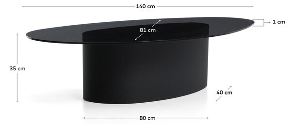 Kave Home Černý skleněný konferenční stolek Olir 140 x 81 cm