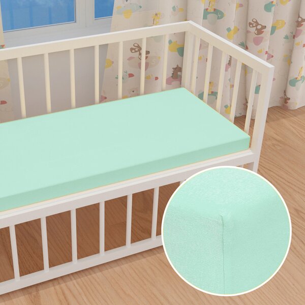 Dětské jersey napínací prostěradlo do postýlky JR-034 Mintové 60 x 120 x 10 cm - do postýlky