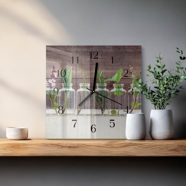 Skleněné hodiny na stěnu Bylinky zskc-30x30-00182331