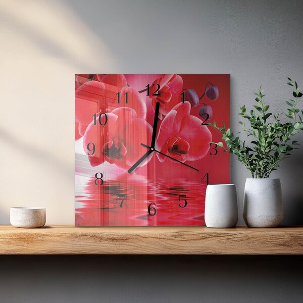 Skleněné hodiny na stěnu Orchidej zskc-30x30-00177342