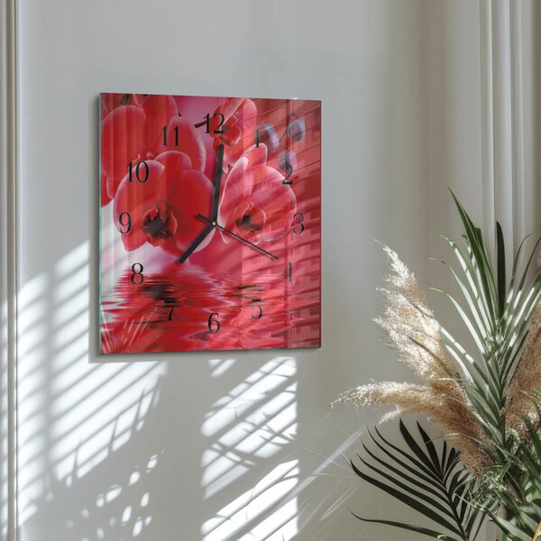 Skleněné hodiny na stěnu Orchidej zskc-30x30-00177342