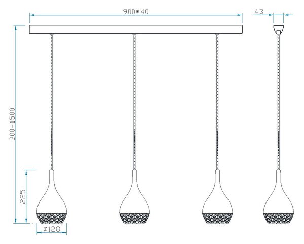 Mantra 5161 5161 Khalifa, závěsné svítidlo, 3X8W GU10, chrom, šířka 90cm