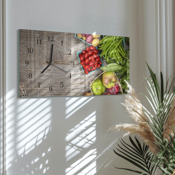 Skleněné hodiny horizontální Zelenina zsppc-60x30-00295352