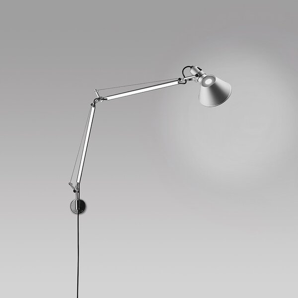 Artemide 20TOL Tolomeo Parette, hliníková nástěnná lampa se stmívačem, 8W LED 3000K, 81+67cm