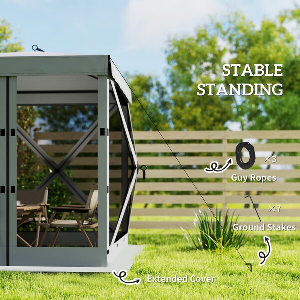 Outsunny 185×185 cm voděodolný skládací altán — stabilní, 4 síťové panely, UPF30+, párty stan — tmavě šedý | Aosom