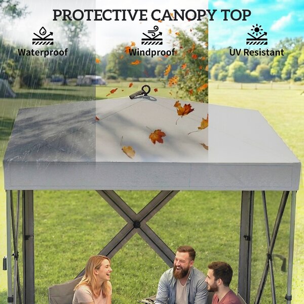 Outsunny 185×185 cm voděodolný skládací altán — stabilní, 4 síťové panely, UPF30+, párty stan — tmavě šedý | Aosom