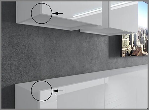 Obývací stěna 300 cm Belini bílý lesk Imperium 3