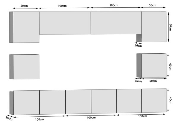Obývací stěna 300 cm Belini bílý lesk Imperium 3