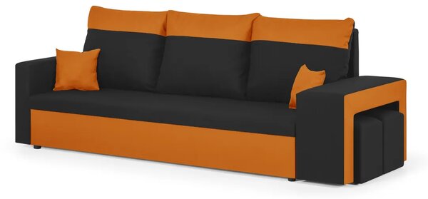 Trojmístná pohovka s funkcí spaní NEVADA Černá/oranžová